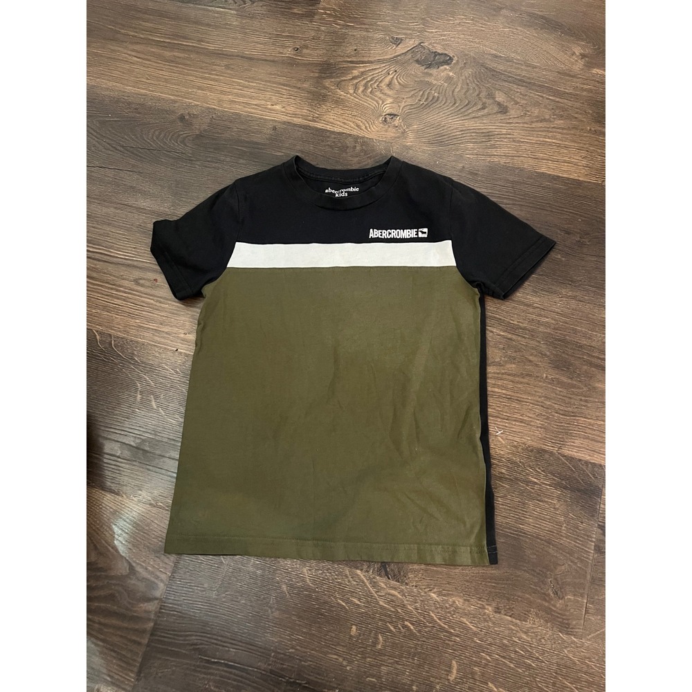 Abercrombie Kids Boys Colorblock Graphic‎ T-Shirt Black Olive Green Size 9/10